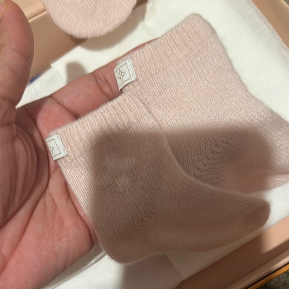 LV Pink Baby Hat, Mittens, and Socks Set - Picture 3 of 6